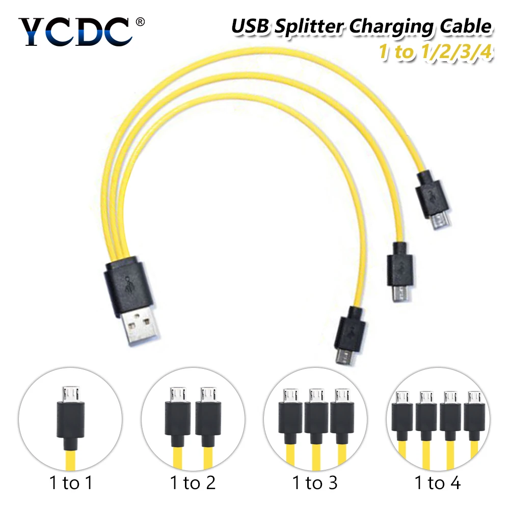 5Pcs 5V/2A USB 2.0 To 1/2/3/4 Micro USB Cable Fast Charging For Android  Phone Samsung HTC LG Blackberry PSP AA AAA Usb Charging