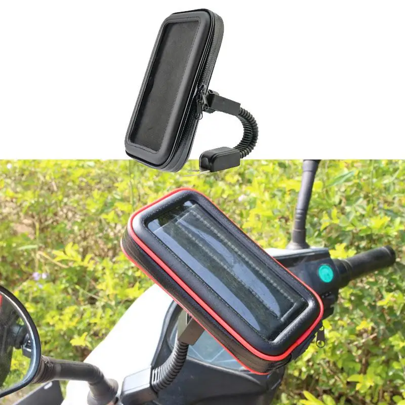 

Motorcycle Phone Holder Rear View Mirror Stand Mount Waterproof Scooter Motorbike Phone Bag GPS Cellphone Mount Case Cover Bag