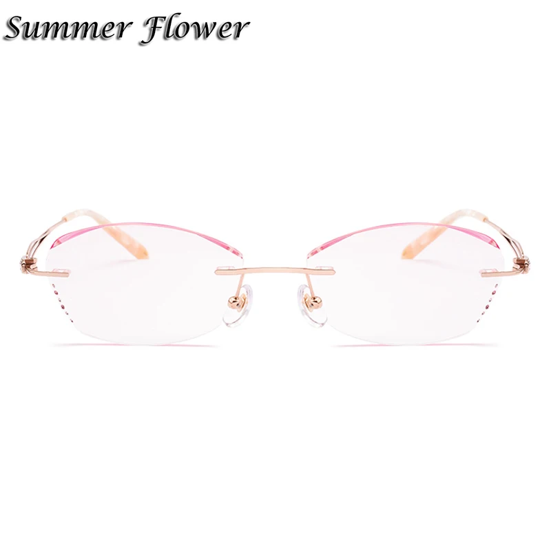 Женские очки без оправы титановые с бабочкой градиентный цвет элегантные по