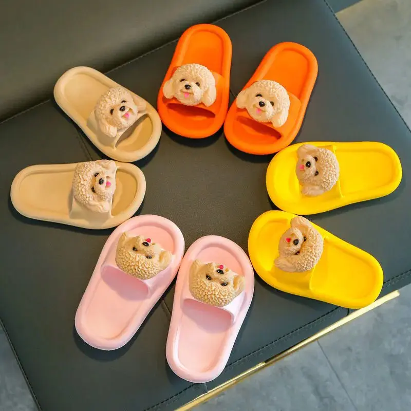 

Детские тапочки с мультяшным рисунком, Нескользящие, мягкая подошва, для купания, домашние тапочки для малышей, забавные Тапочки