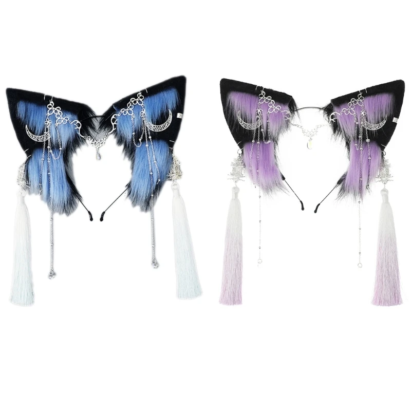 

M89E плюшевая повязка на голову с кисточками, китайская древняя висячая повязка на голову, реквизит для косплея, обруч для убор