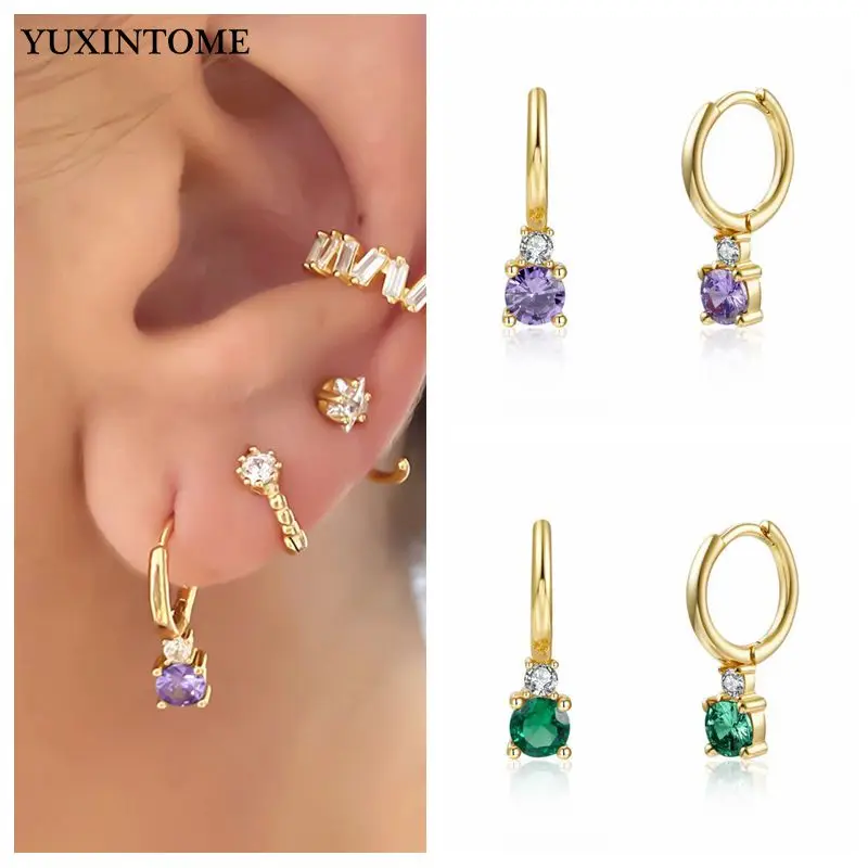 

Light Luxury 925 Sterling Silver Needle Hoop Earrings Women's Crystal Zircon Drop Earrings Party Jewelry Gift Huggie Pendientes