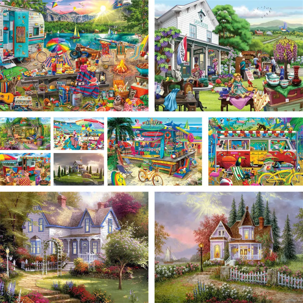 

Пейзаж мультфильм пляж вышивка крестиком полный комплект ручная работа рукоделие домашний декор посылка