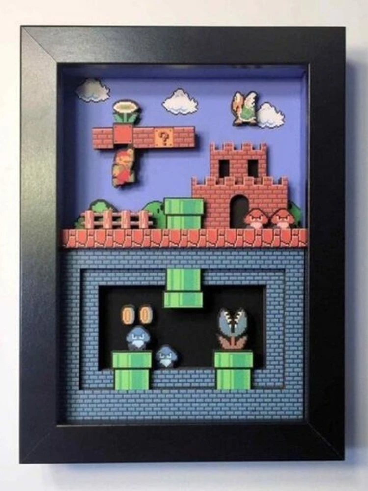 

3D Shadowbox Super Marioed Bros Zeldaed Nostalgic Game PVC Photo Frame Wall Painting Ornaments Home Accessories for Living Room