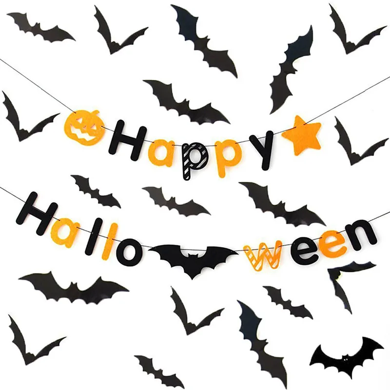 

New 4M Banner Pumpkin Bat Spider Flags Bunting Halloween Decoration Garland Kitchen Bar Outdoor For Home Evening Party Supplies