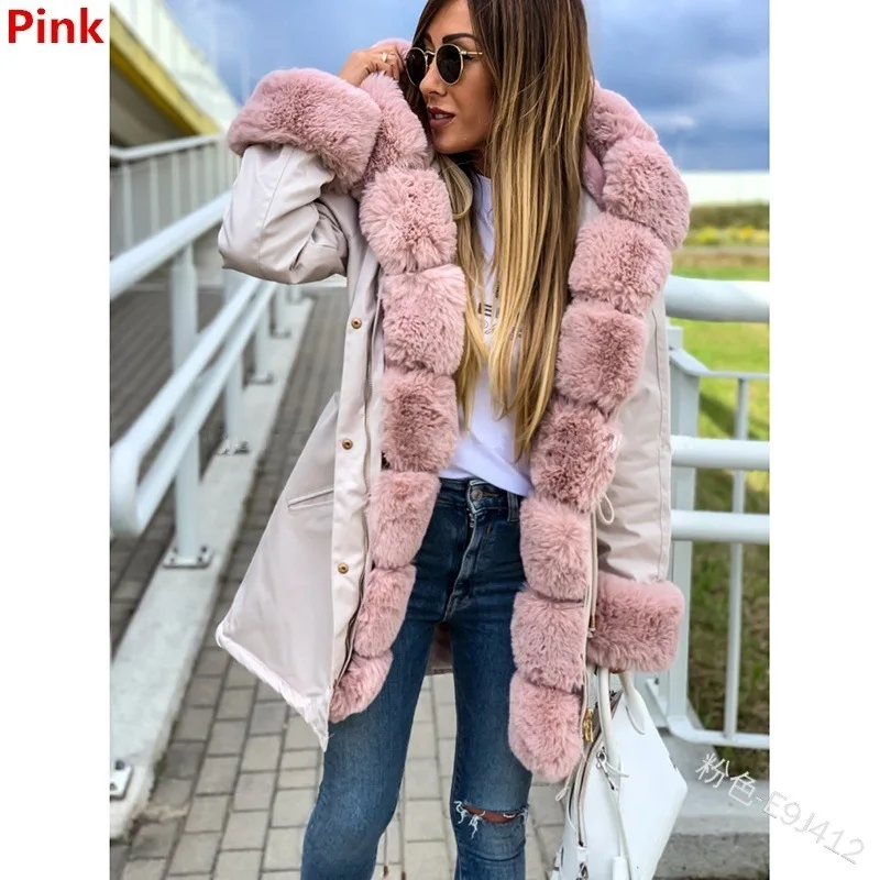 Fur Jacket Women Warm Faux Fur Parka Casual Fashion Long Sleeve Coat Hooded Oversized Women Outer Jacket