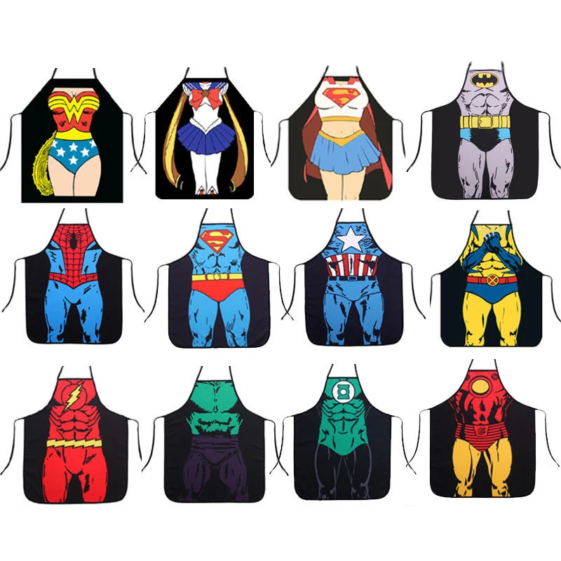 

3D креативный сексуальный женский Кухонный Фартук с рисунком супергероя, мужские фартуки для взрослых, сексуальный нагрудник для кухни, рес...