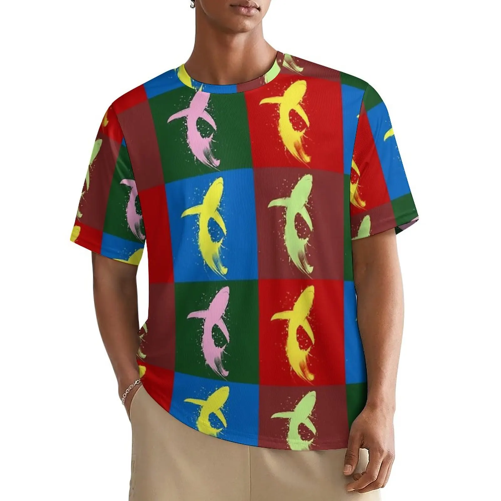 Футболка больших размеров летние футболки с акварельной акулой футболка круглым