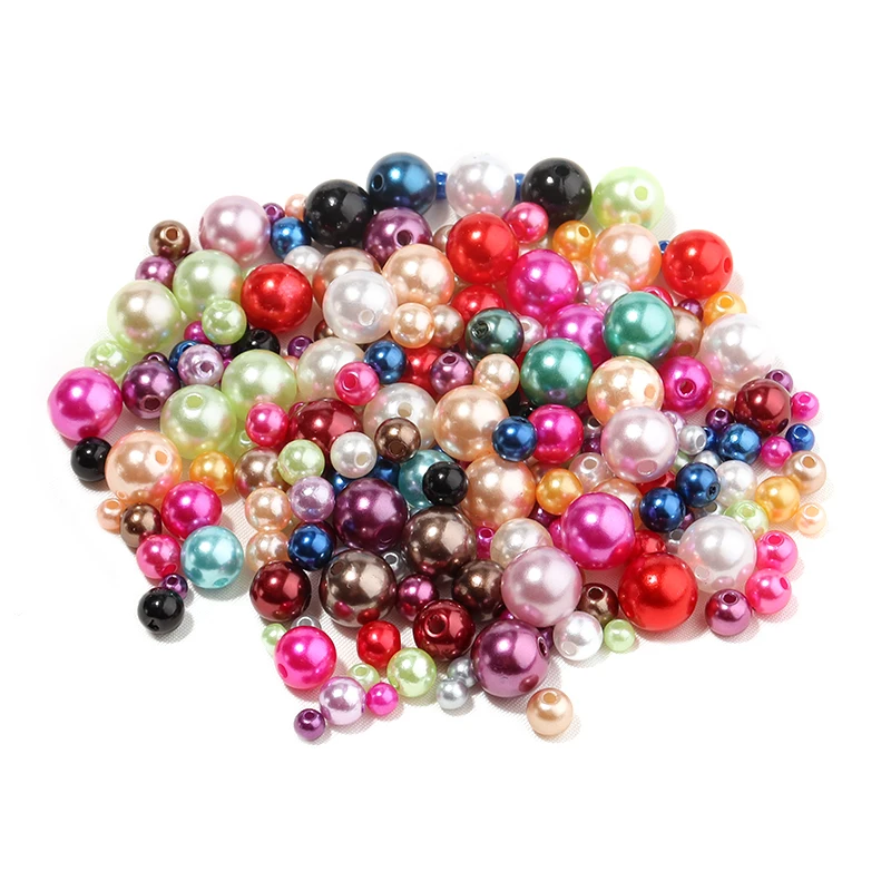 50-1000pcs/lot ABS Imitation Pearl Beads Colored Round Acrylic Loose Spacer For Jewelry Making DIY Charm Bracelet Earrings