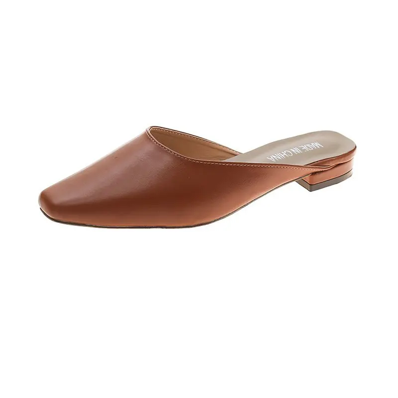 

Мюли женские на низком каблуке, роскошные брендовые туфли без застежки, квадратный носок, элегантные шлепанцы, сланцы