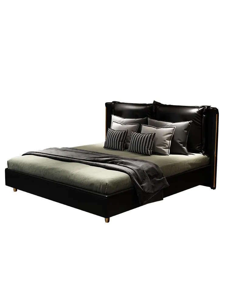 Современная Минималистичная кровать в скандинавском стиле кожаная из массива