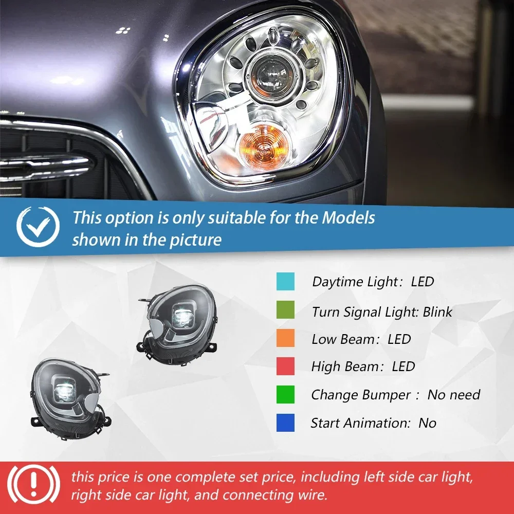 

Автомобильная фара в сборе для Mini Countryman R60 2011-2016 годов, обновление объектива автоматического светодиодного проектора до 2023, аксессуары в стиле Plug and Play