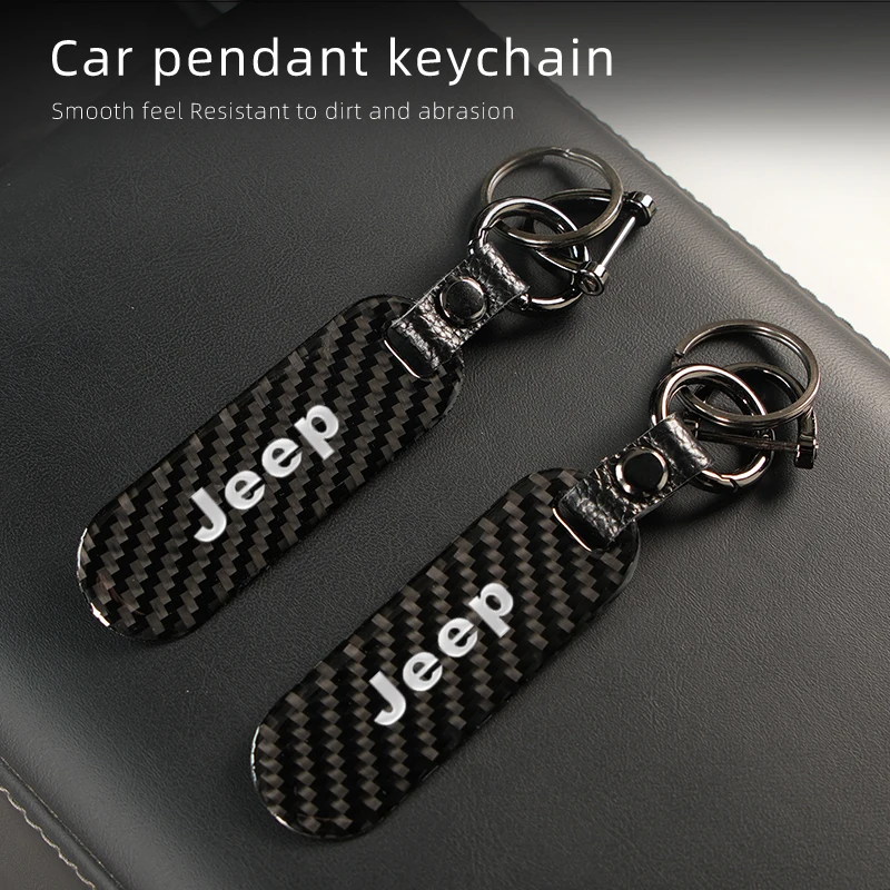 Брелок для ключей с логотипом автомобиля аксессуары из углеродного волокна Jeep