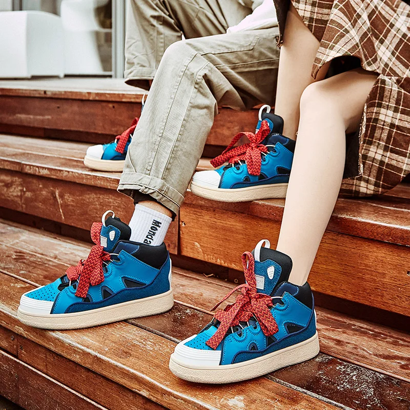 2022 Fashion Blue Hip Hop Sneakers Men Women High Top Designer Sneakers Men Street Couple Shoes Superstar Men's Skateboard Shoes