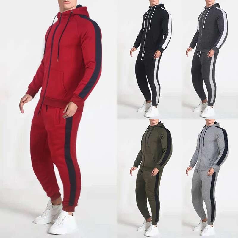 

Spring and Autumn Men's Hoodie Warm Suit Men's Sports and Leisure Hooded Sweater + Sports Pants Fashion Suit M--3XL