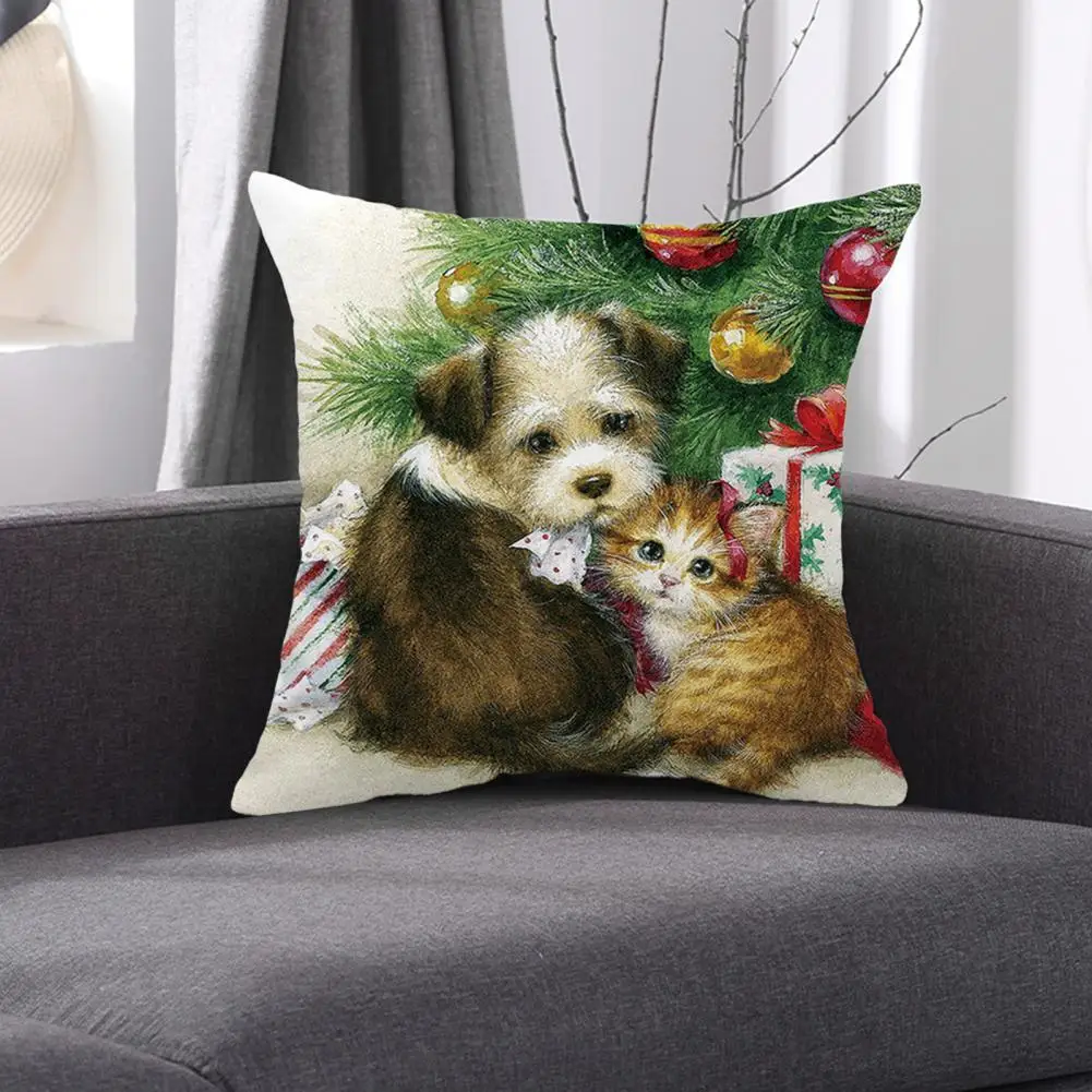 

Skin-touch Beautiful Soft Smooth Merry Christmas Throw Pillow Case Comfortable Christmas Pillowcase Breathable for Home