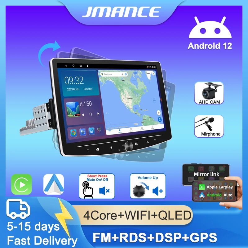 

Автомагнитола 1 DIN, 4 + 64 ГБ, Android, мультимедийный проигрыватель, Wi-Fi, GPS, Bluetooth, видеоприемник, 10-дюймовый сенсорный экран с возможностью поворота на 360 °