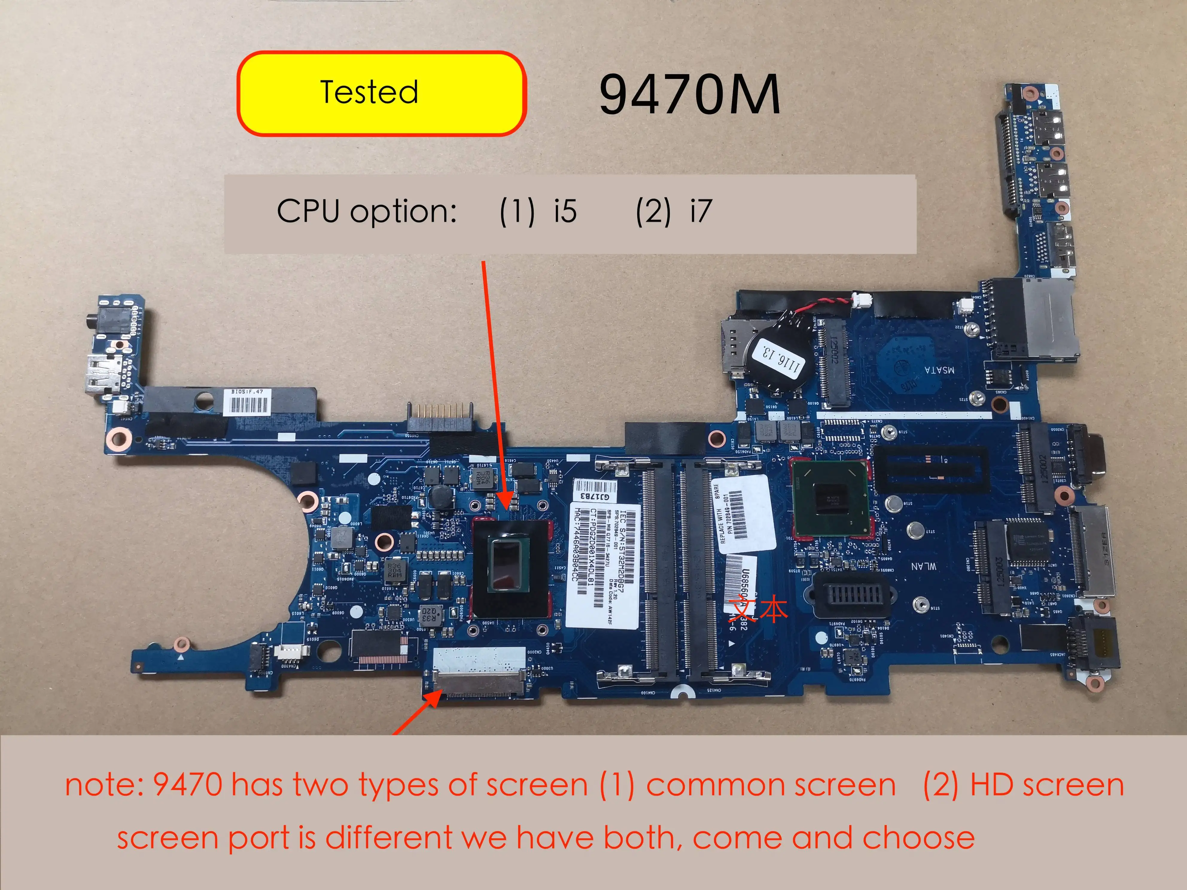 

Материнская плата 6050A2514101 для ноутбука HP EliteBook Folio 9470 9470M 717842-501 704439-501 727623-001