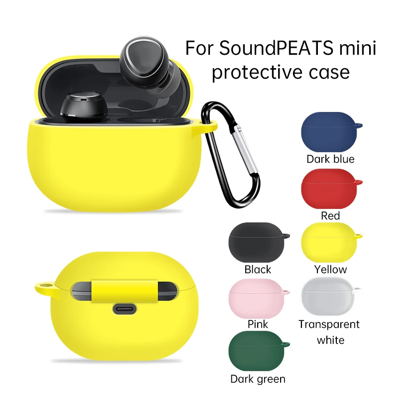 

Suitable For SoundPEATS Mini Case Bluetooth Headset Protective Cover SoundPEATS Mini Silicone Soft Case With Hook