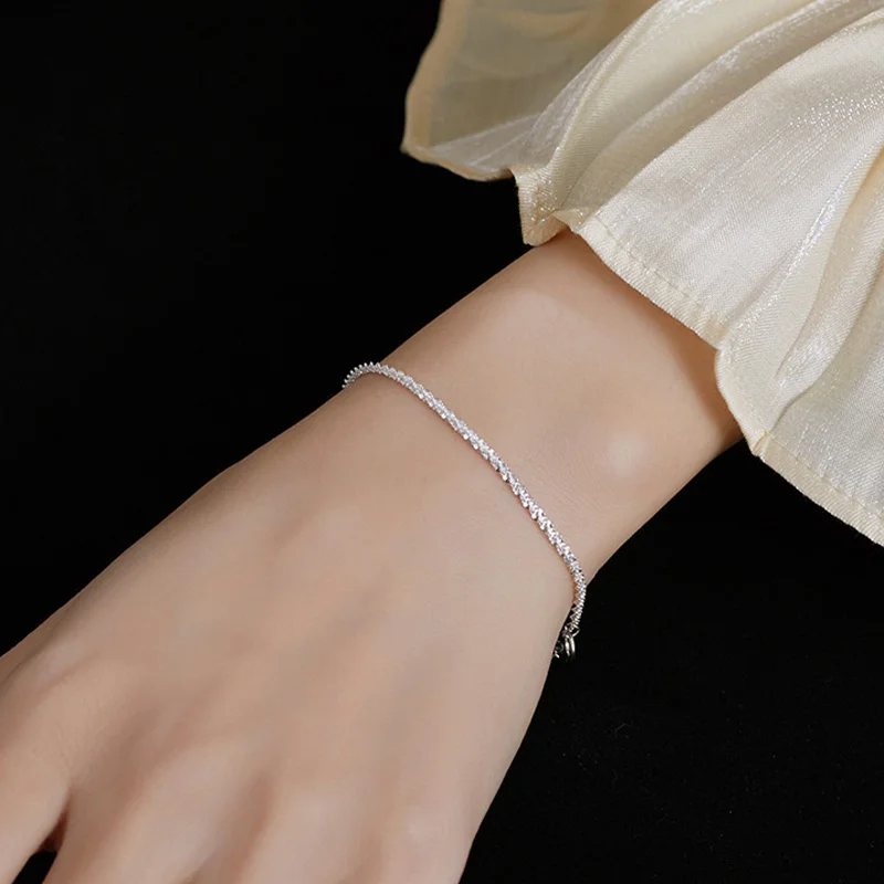 

5PCS New Silver Colour Sparkling Gypsophila Adjustable Bracelet & Bangle For Women Fine Fashion Jewelry Wedding Party Gift