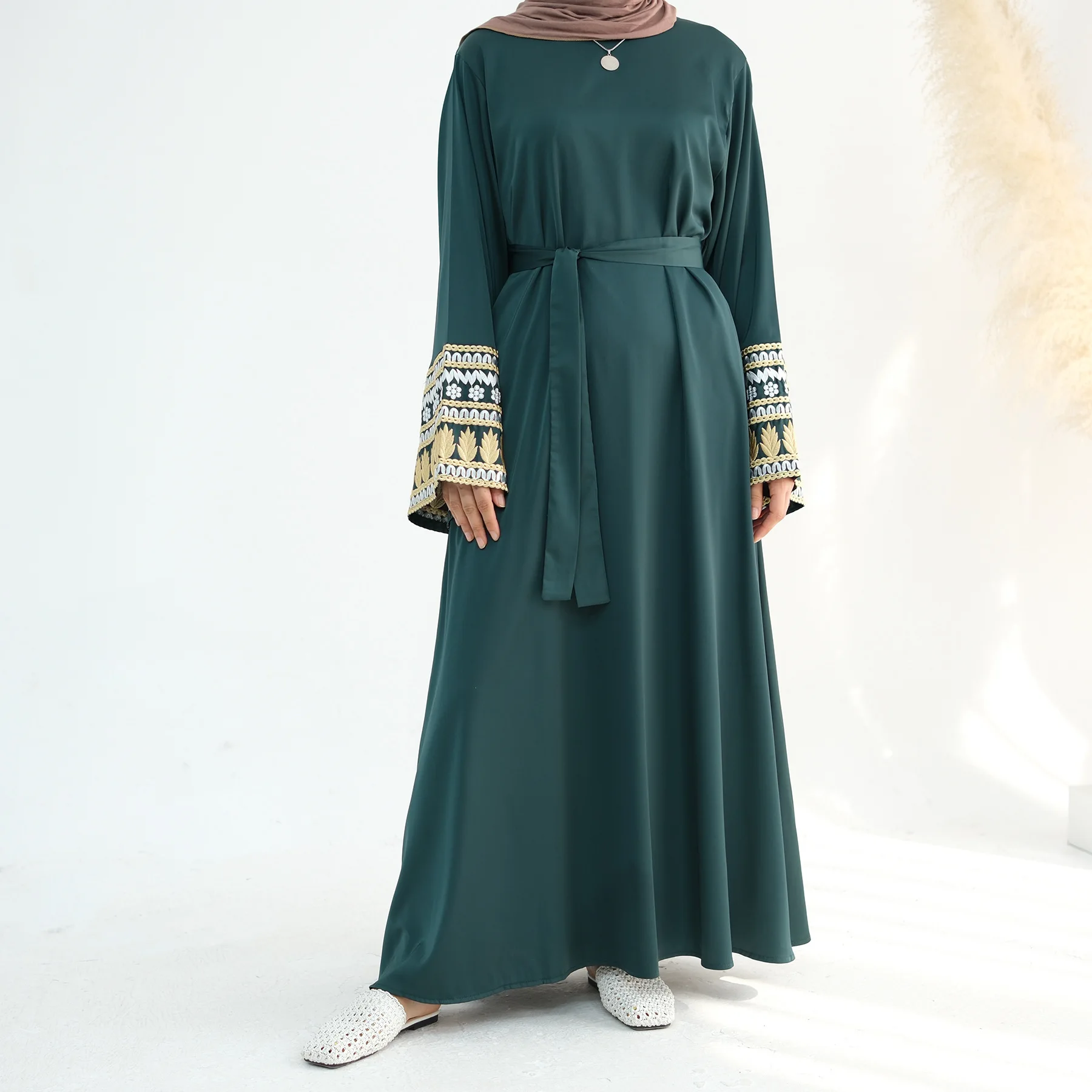 Мусульманское платье с вышивкой Дубая Абая кафтан Турция Femme Musulmane Vestidos арабский