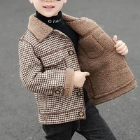 new palid check fleece boy winter jacket casual baby plaid kids coats autumn winter children jacket kids clothes