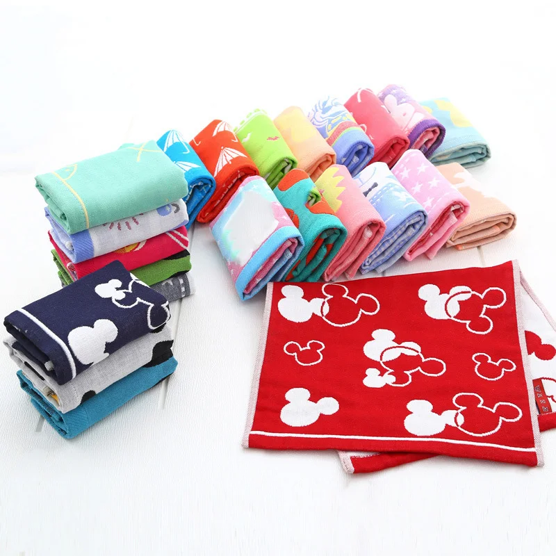 

Disney Cotton Cartoon Mickey Minnie Gauze Towel Baby BoyGirl Wash Face Hand Towel children's SquareTowel Handkerchief 25x50cm