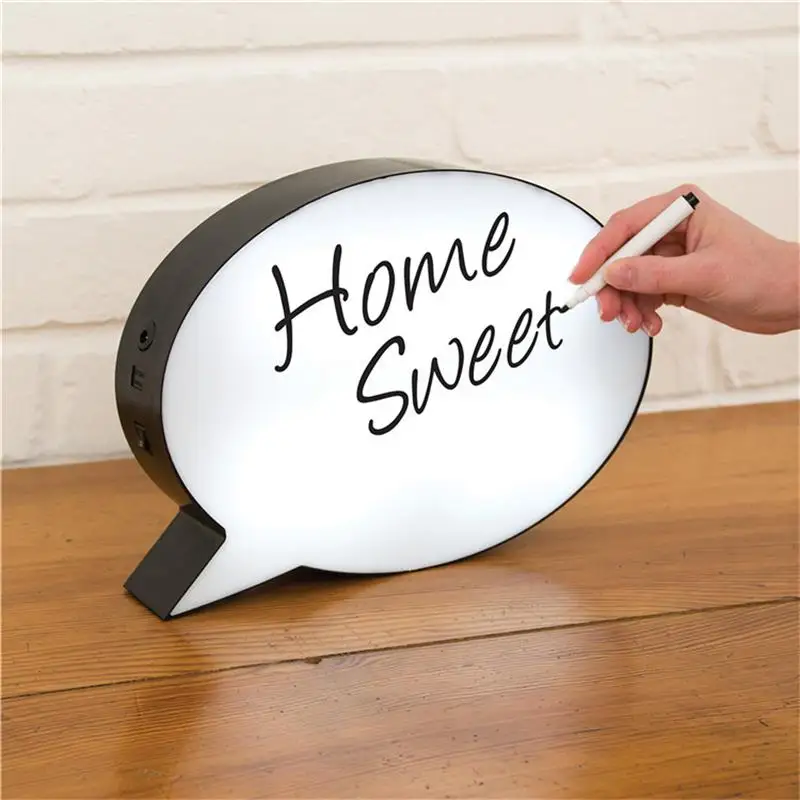 

LED Message Handwriting Letter Light Box Speech Bubble Shape Writing Board Add 3 Colors Pen for Birthday Party Wedding