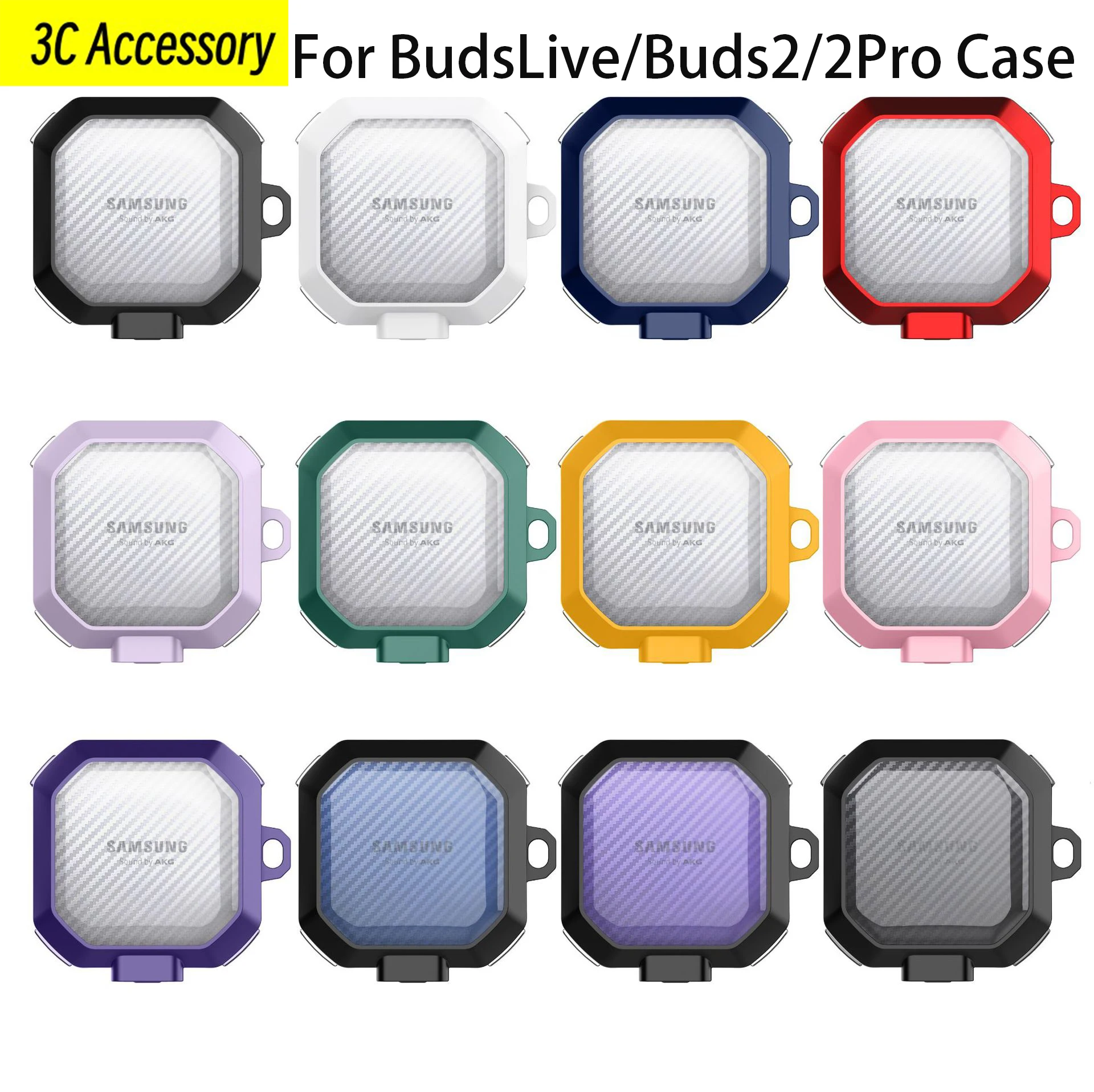 

2023 New Secure Lock Design Capa For Samsung BudsLive/Buds2/2Pro Coque Transparent Stripe Design Case For Samsung BudsLive Cover