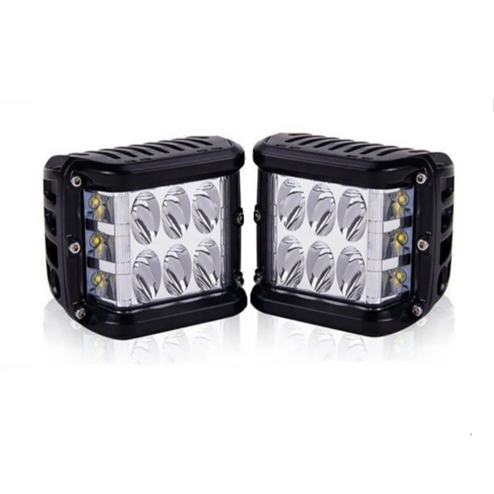Car LED Pods Lamps 4 Inch Off Road Dual Side Yellow DRL Side Shooter Flash Strobe Function Driving Flood Spot Cube Work Light