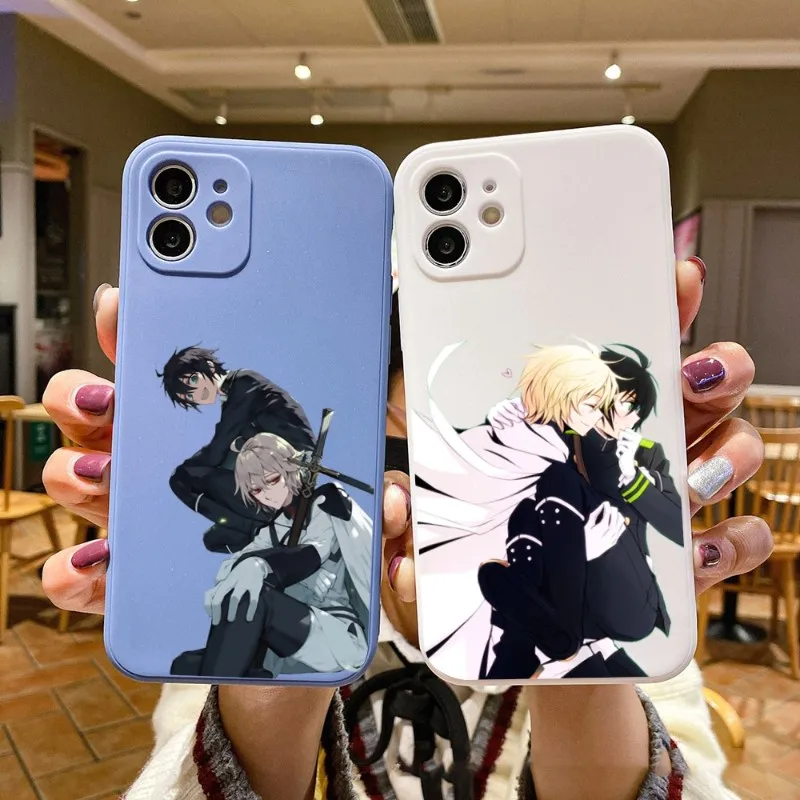 

Чехол для телефона с японским аниме серафом для IPhone 14 11 12 13 Pro Max X XR XSMax 6 6S 7 8 Plus SE 2022, Мягкий Квадратный цветной чехол для телефона