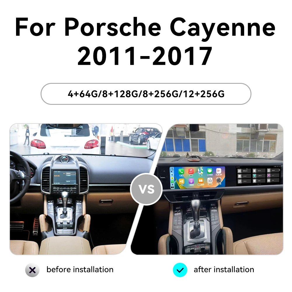 Фото 25-дюймовый двойной экран Carplay Android для Porsche Cayenne 2010-2017 UP, новый автомобильный радиоприемник, GPS-навигация, мультимедийный плеер, головное устройство №1