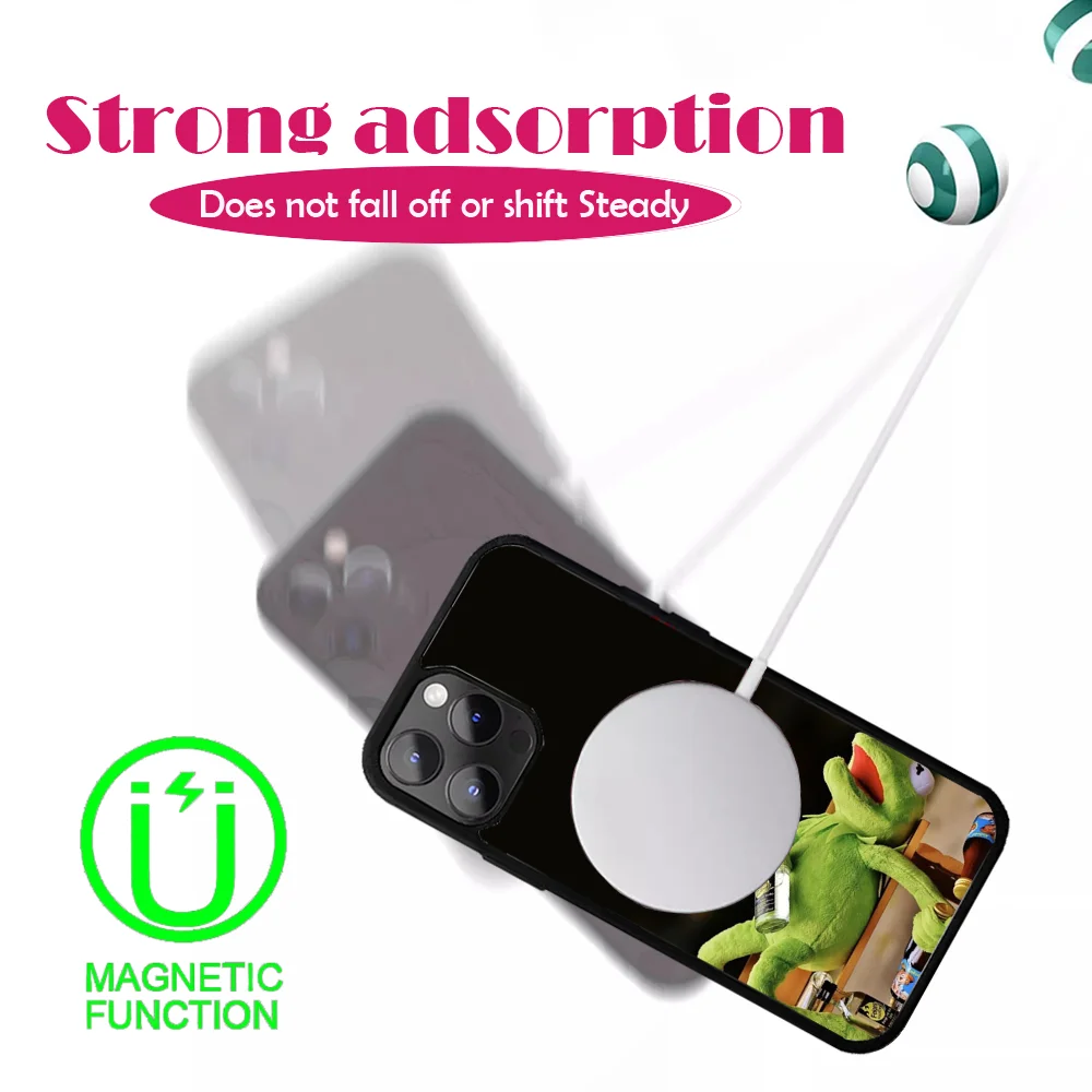 Чехол для телефона k-kermit-t iPhone 16 15 14 13 12 11 PRO MAX PLUS мини-магнитный беспроводной