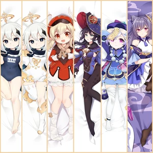 Популярная игра Genshin Impact Paimon Dakimakura обнимающий фигуру джинсовый желтый наволочка Сделай Сам Наволочка на заказ