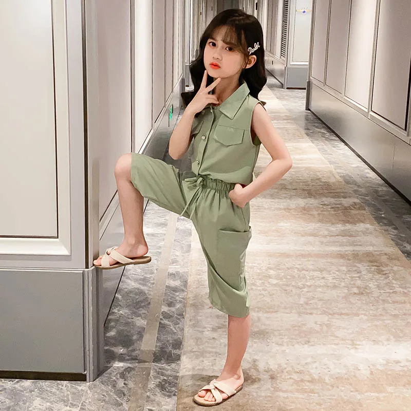 

Kids Summer Clothes Girls Dot Girls Outfits Vest + Short Outfits For Girls Teenage Children's Costume 6 8 10 12 14