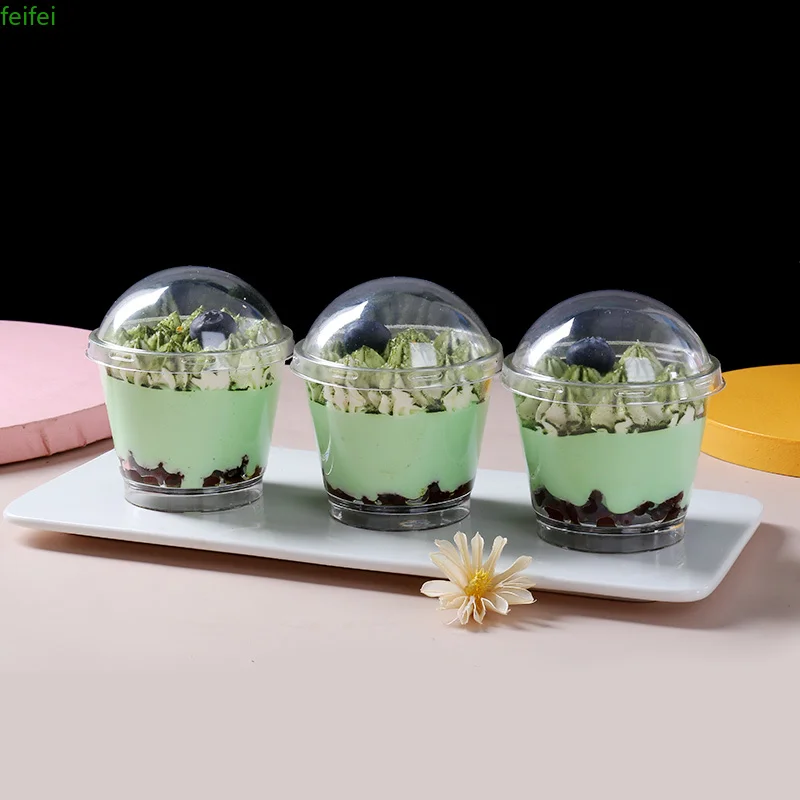 

50pcs Net red Mousse cup disposable sawdust cup plastic transparent cup thickened ice cream cup pudding cup dessert cup with lid