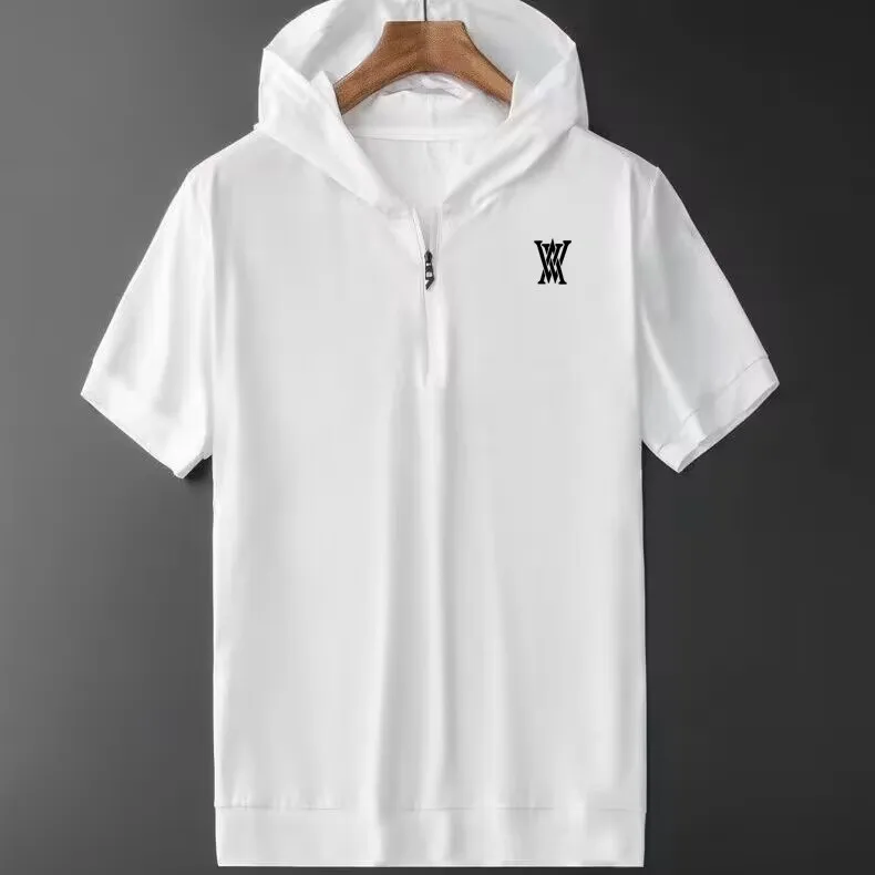 2023 New Summer Golf Embroidery Short-sleeved Casual Sports T-shirt Men's Hoodie Thin Section Hoodie Fat Loose Hoodie