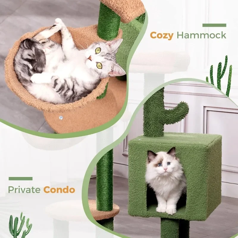 MeowSir кактус кошка дерево 34 дюйма Милая башня кошки с мягким верхом окуня удобный