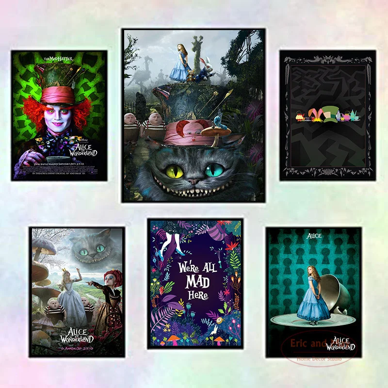 

Alice In Wonderland Movie Poster And Print Canvas Painting Art Wall Pictures Hot Retro Style Decorations For Home Decor Quadro