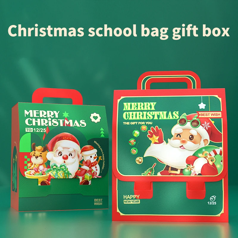 

Подарочная коробка с Санта Клаусом, ручная переноска, Счастливого Рождества, яблоко, конфеты, портативная упаковочная коробка, Рождество, Новый Год, искусственный Декор