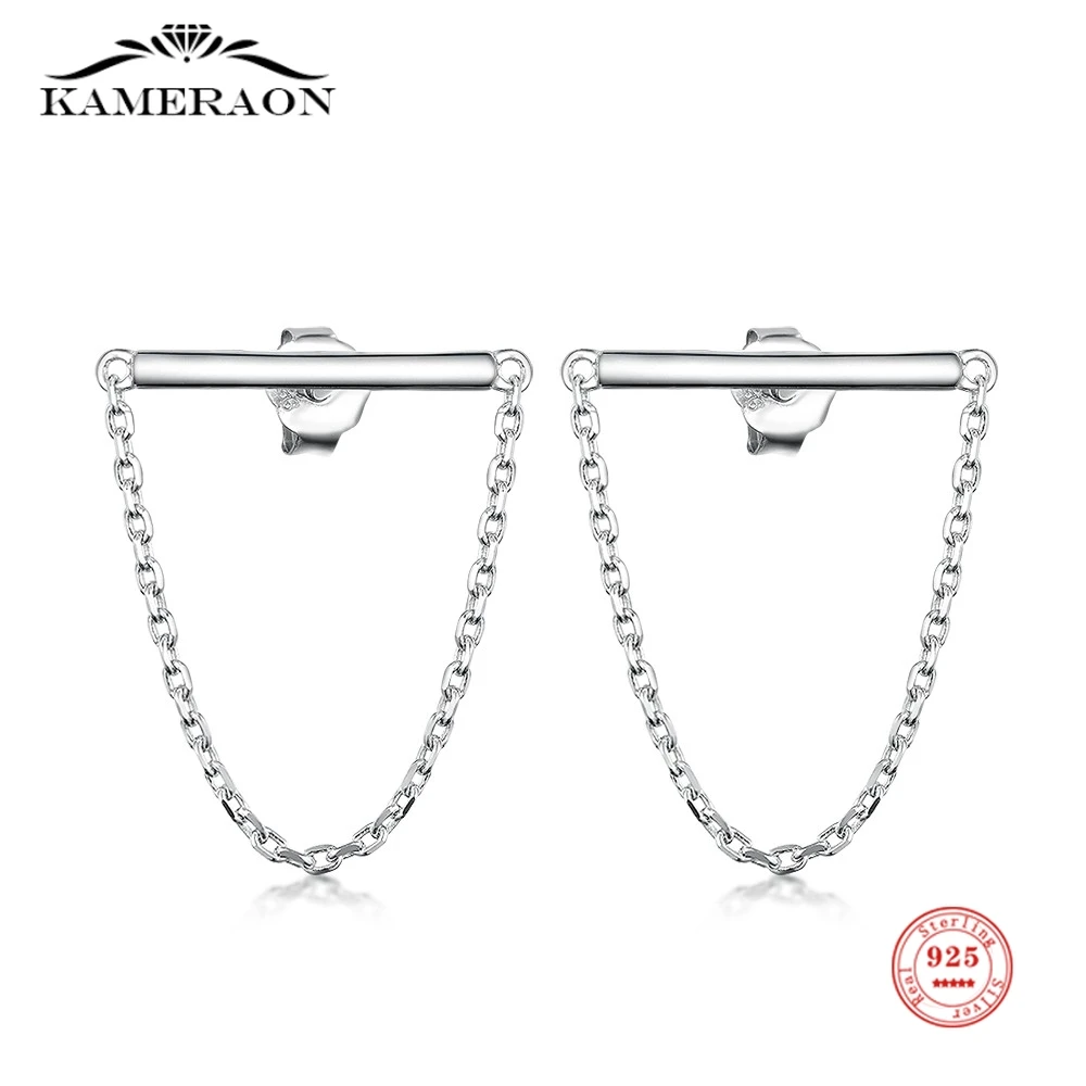 

Kameraon S925 Sterling Silver Long Tassel Chain Earrings Piercing Stud Earring for Women's Allergy Prevention Ear Jewelry