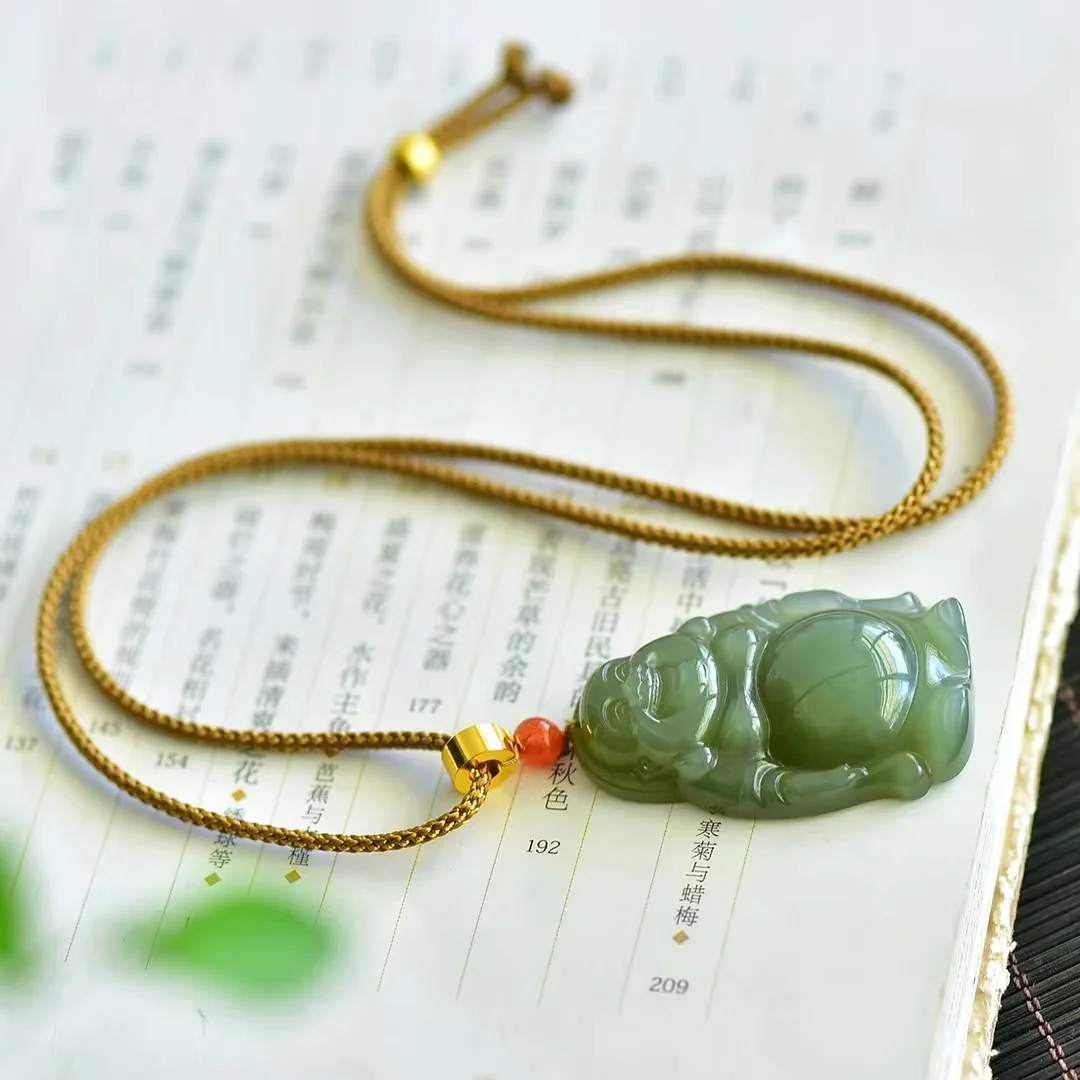 Натуральный материал Hetian Jade Qinghai Бриллиантовая подвеска ювелирные изделия 1664 #