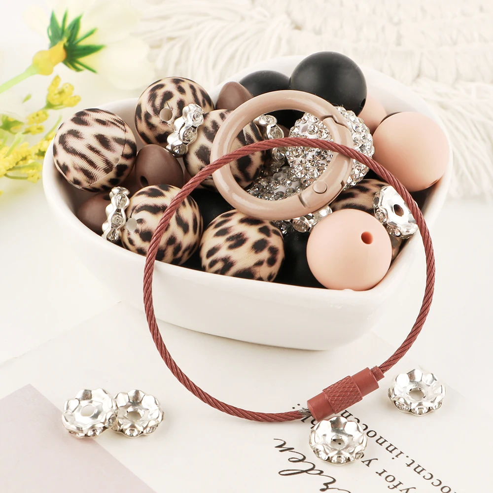 1 комплект 15 мм разноцветный леопардовый принт круглые бусины со стразами