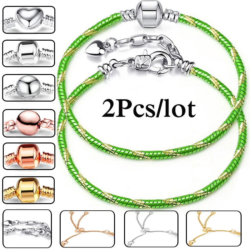 

2 шт./партия, зелёные браслеты-цепочки 3 мм