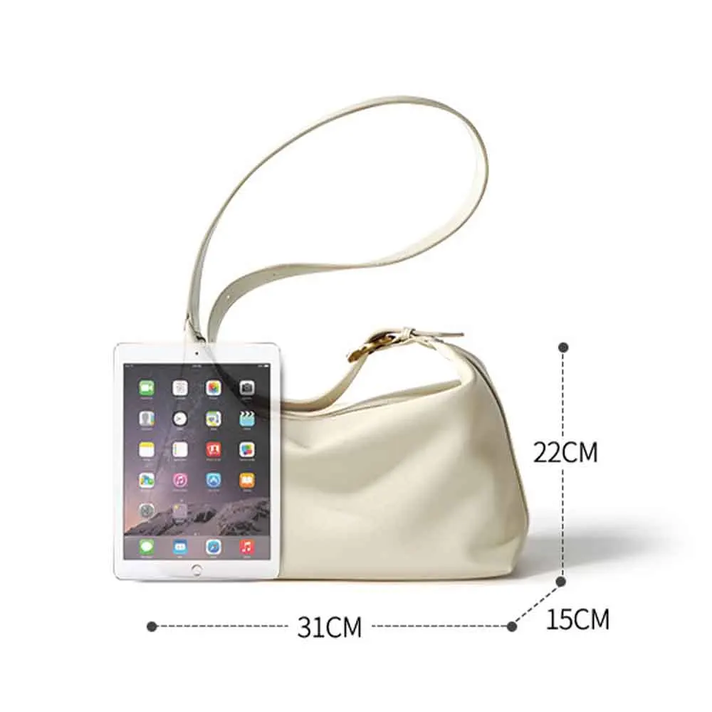 Fashion Minimalism Women Underarm Pouch Bag Soft Genuine Leather Solid Color Shoulder Stylish Lady Handbag Summer Tote 2023