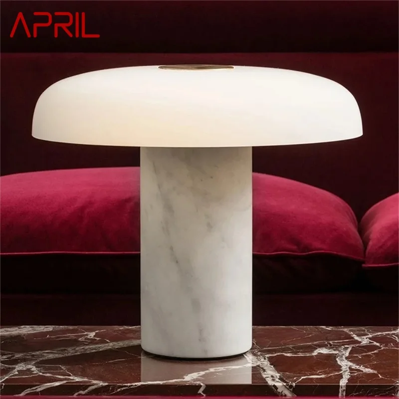 

APRIL Nordic Simple Table Lamp Modern Creative Marble LED Desk Light Mushroom Decorative Living Room Bedroom