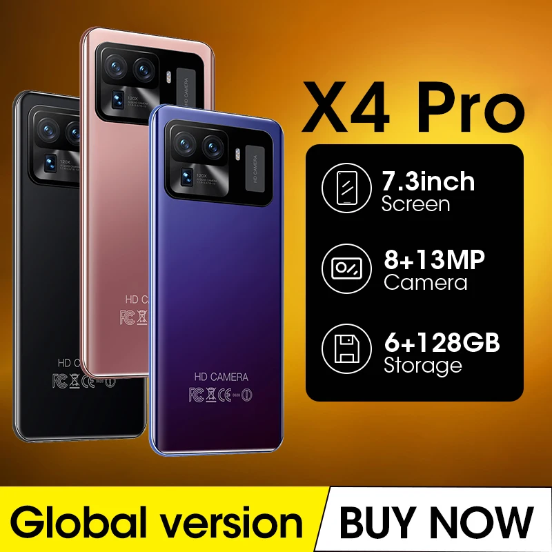

X4 Pro Smartphone Android 7.3 inch 16GB+512GB 6800mAh Celular 48MP 5G Network Unlocked Mobile phones Global Version Cell phone