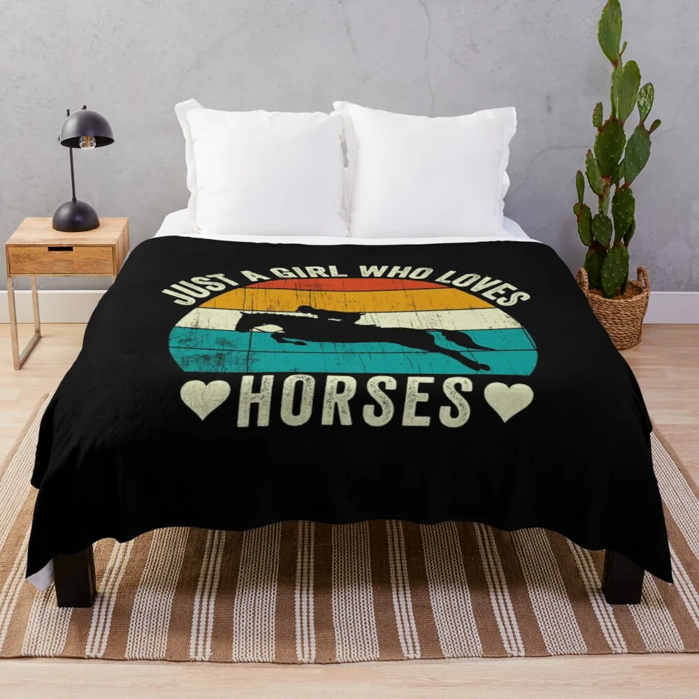 

Just A Girl Who Loves Horses Throw Blanket blankets sofas of knitted decoration