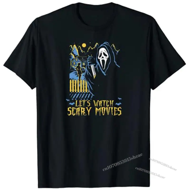 

Lets Watch Scary Movies Scream Horror Funny for Men Women T-Shirt Goth Tee Tops