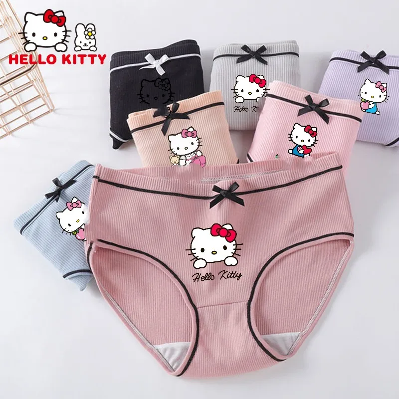 

Anime Hello Kitty Cotton Comfortable Briefs Kawaii Japanese Cartoon Printing Panties Y2K Girls Soft Underwear Children's Gift